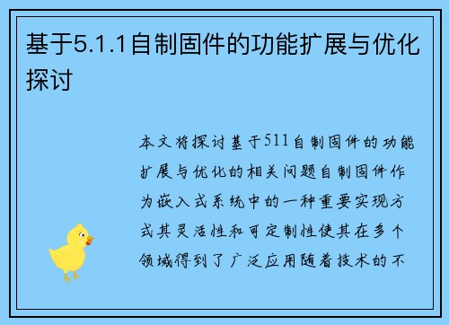 基于5.1.1自制固件的功能扩展与优化探讨